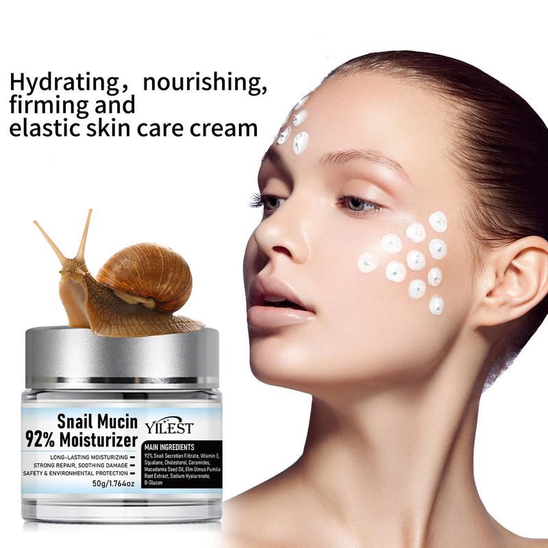 Yilest Snail Mucin 92% Moisturizer Daily Face Gel Cream for Dry & Sensitive Skin, Hydrating Gentle Skin, 50g Cleanser Moisturizing Skincare