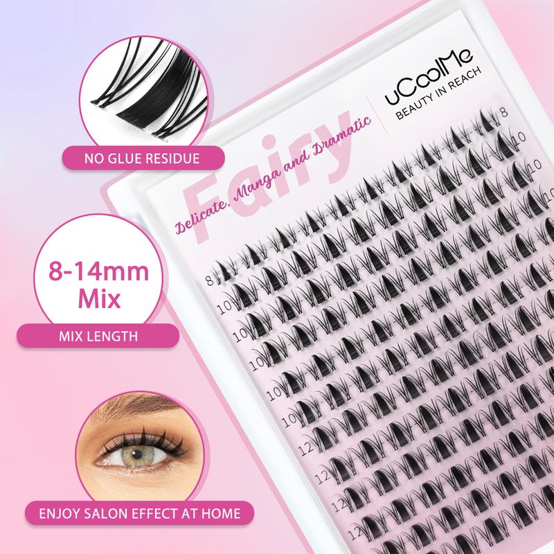 [Pre Order]uCoolMe Lashes Short Fairy Venus With Invisible Band Lashes Wispy Lash Clusters Individual Lashes 8-14MM Natural Lashes WaterProof For Girls Clusters DIY Cluster Eyelash Extensions for Beginners Long Lasting Manga Thanksgiving gift