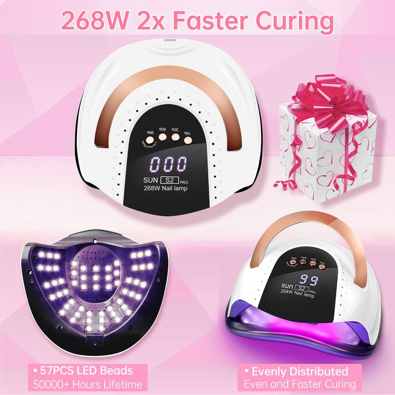 LKEnail UV LED Nail Lamp, Christmas Gifts, SUN S2 Fast Nail Dryer, Nail Curing Light With 57 LED Beads, LCD Touch Screen Auto Sensor Nail Lamp Anil Art Tools, Nail Enhancement Machine for Home Studio Use christmas nails