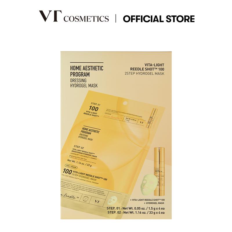 [Official VT Cosmetics] VT Reedle Shot 100 2-Step Hydrogel Mask 4EA | Exosome | Korean Overnight Melting Mask