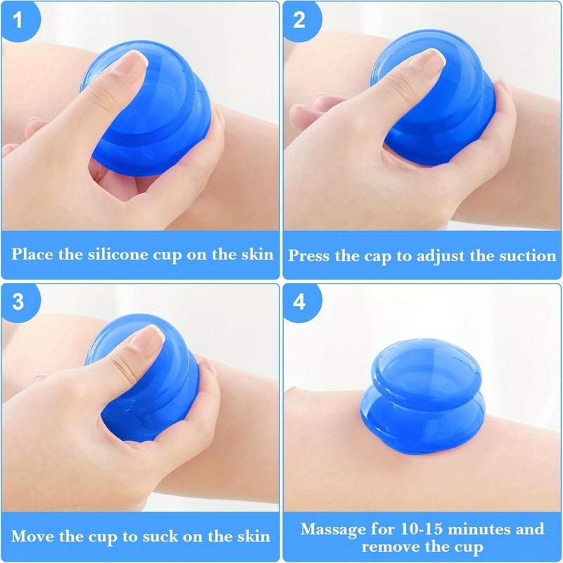 4pcs Cupping Therapy Set Silicone Cupping Massage Cups Professional Cupping Therapy Cup Vacuum for Cellulite Reduction Body Myofascial Muscle Nerve