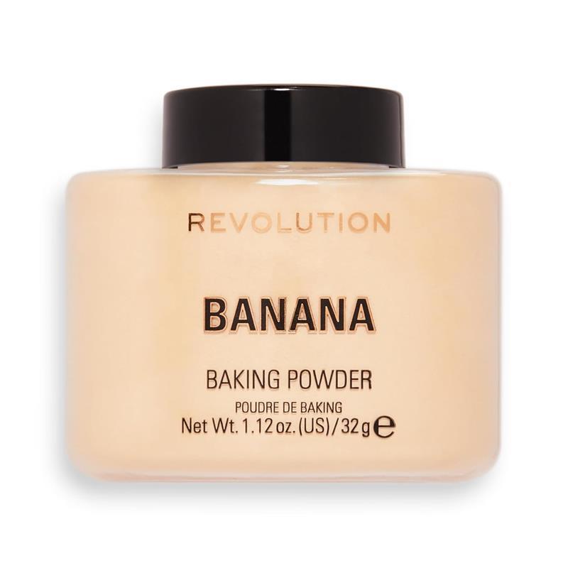 Revolution Beauty Loose Baking Powder Banana 1.13 Oz - Multi-Use, Luminous Finish - Fluffy, Brush