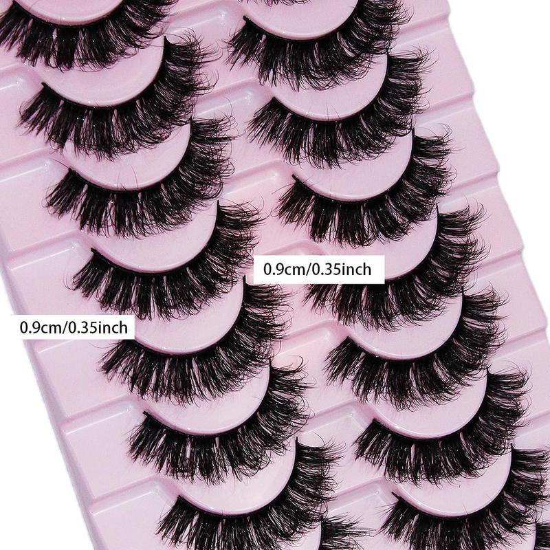 Fluffy False Eyelashes, 10 Pairs Natural Fake Lash Strips, Volumized False Eyelashes for Women and Girls Makeup Enhancement, Falsies Eyelashes, Eye Makeup Products, Summer Gifts for Her, Christmas Gift