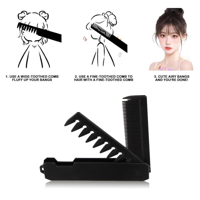 2 in 1 Double Tooth Foldable Comb, 180 Degree Rotatable Portable Travel Hair Styling Comb, Lightweight Hair Grooming Tool for Men & Women