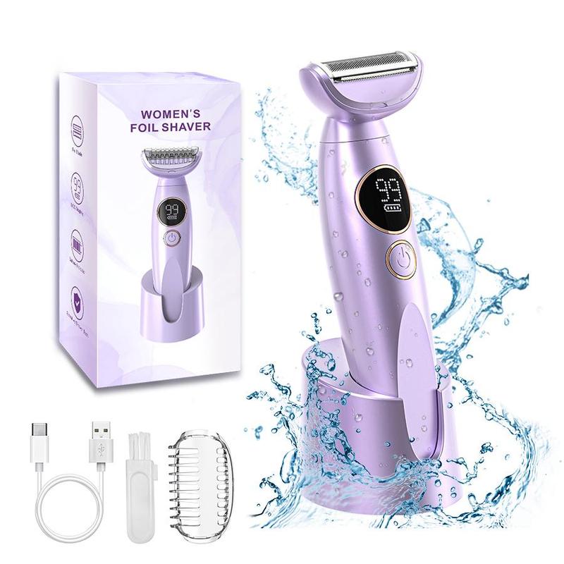 Electric Shaver for Women, 1 Set Rechargeable Trimmer with Detachable Head, Cordless Wet Dry Use Trimmer for Legs & Public Hairs