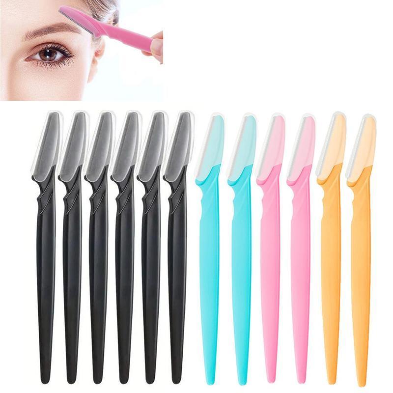 Portable Eyebrow Trimmer & Hair Remover Set with Dust Proof Cover, 12pcs set Sharp Facial Razor for Makeup, Convenient Shaver Set, Face Eyebrow Trimming Tools, Makeup Tools