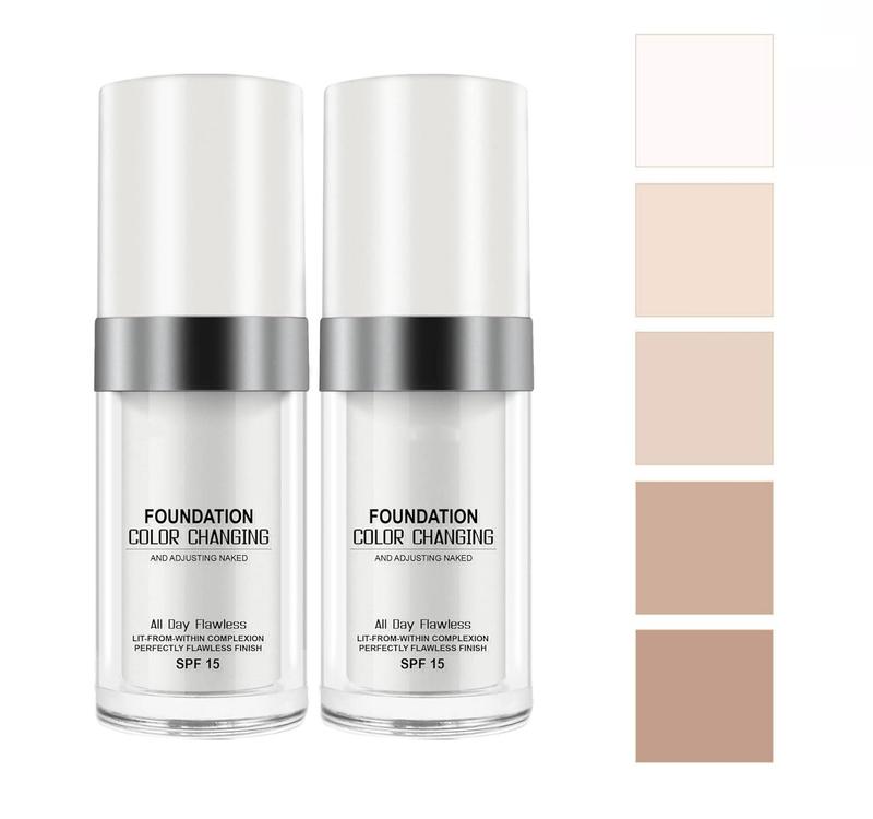 Color Changing Foundation, 2 Pack, Liquid, Moisturizing, Sunscreen, 30ml