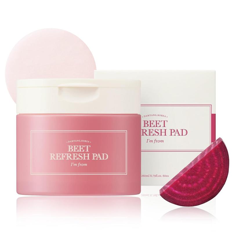 [I’m From Official Shop] Beet Refresh Pad 60 sheets, triple-layered pads hold 260ml essence, 20% red beet extract from Korea, Full of moisture with a slice of Red Beet, vitality for dull, rough skin, Korean Skincare Skin Repair Comfort