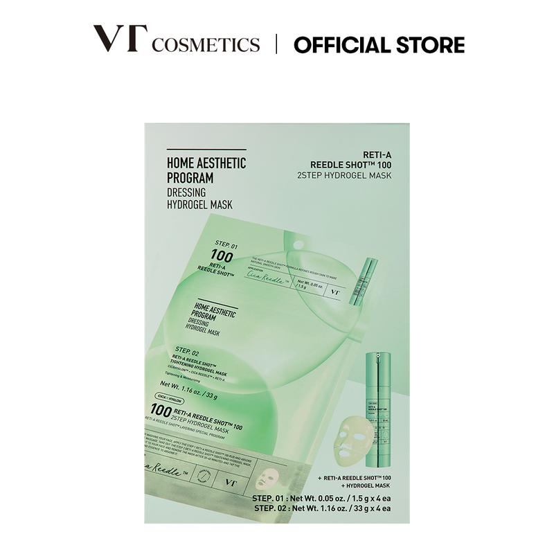 [Official VT Cosmetics] VT Reedle Shot 100 2-Step Hydrogel Mask 4EA | Exosome | Korean Overnight Melting Mask