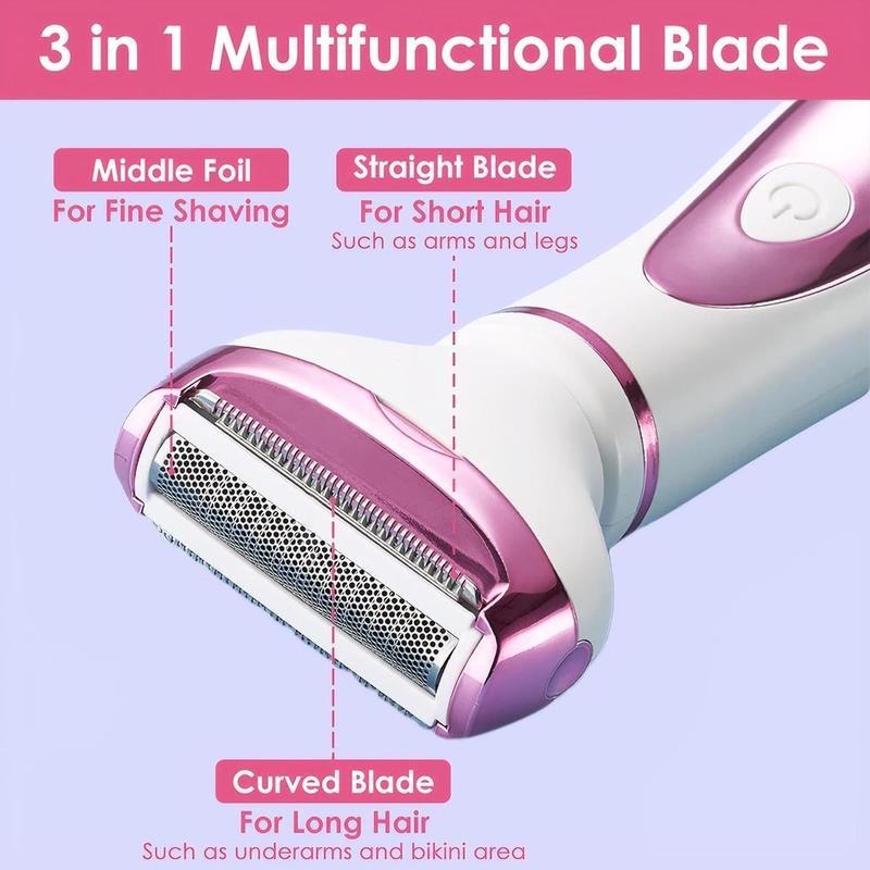 4 in 1 Electric Shaver, Rechargeable LED Display Hair Removal Kit, Wet & Dry Body Trimmer and Facial Hair Remover for Nose, Face, Body, Leg, Bikini, Arm, Christmas Gift, Stocking Fillers, Winter & New Year Gift