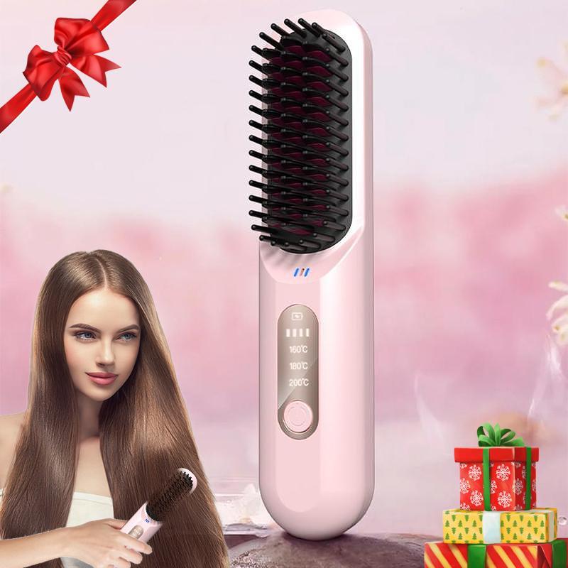 Portable Hair Straightening Comb, 1 Box Rechargeable Hair Straightener, Hair Styling Tool for Women & Girls for Home & Salon Use