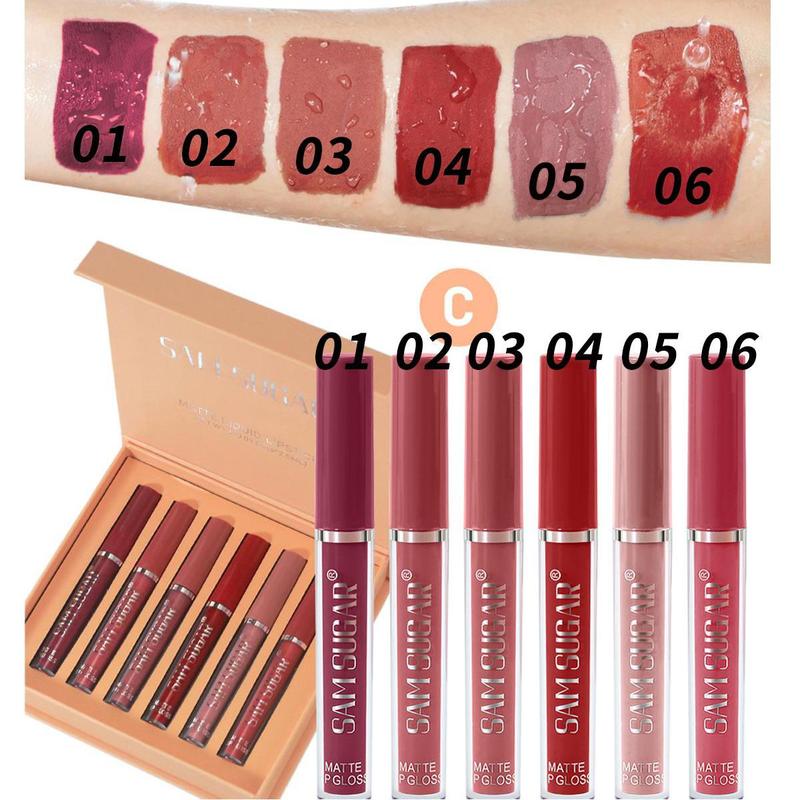 Non-stick Cup Long Lasting Matte Lipsticks, 6 Counts set Velvet Matte Finish Liquid Lip Gloss, Lip Tint Lip Stains for Lip Makeup, Girls & Women Makeup Products, Lighter Lipstick