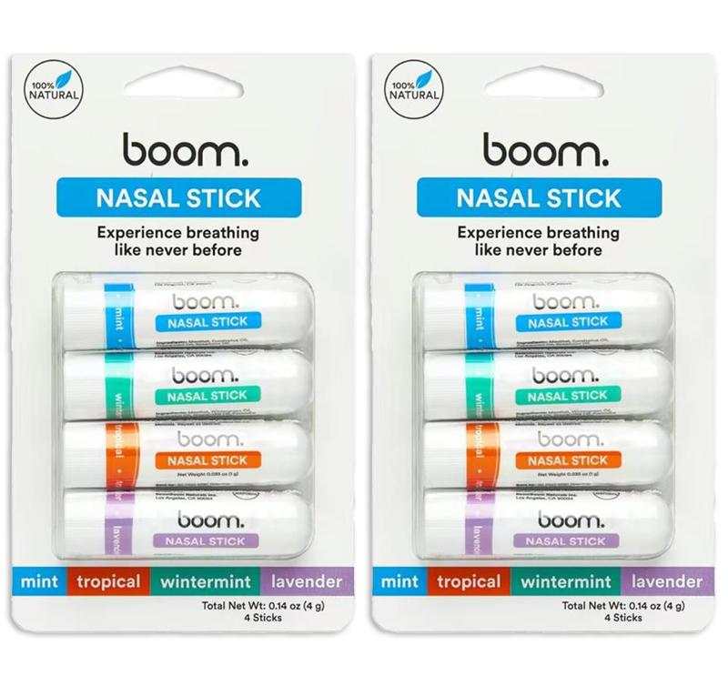 Nasal Stick inhalers (4 Pack) Boom Boom Powerful Essential Oil  Vapors | Featured on Shark Tank | Breathe In Life Carrier & Essential Oils,for nic | sleep Essential Oils for Aromatherapy