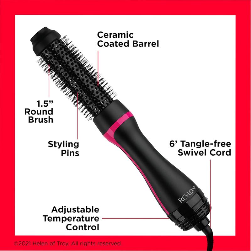 Revlon One Step Root Booster Round Brush Dryer and Hair Styler | Fight Frizz and Add Volume, (1-1 2 in)