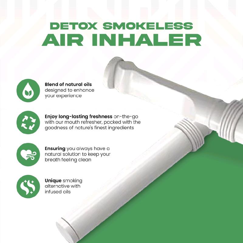 Detox Smokeless essential oil Air Aroma Inhaler FLAVOR ICY PEPPERMINT- Natural Smoking Alternative 30 Days 12 Sticks- | Oral Fixation - Quit Smoking