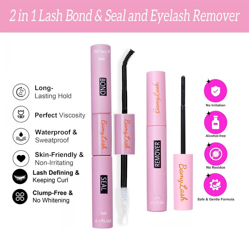 Eyelash Extensions Kit, 1 Set Eyelash Extensions Kit Including False Eyelashes & Bond & Tweezers & Curler & Remover, Professional Eye Makeup Tool for Women