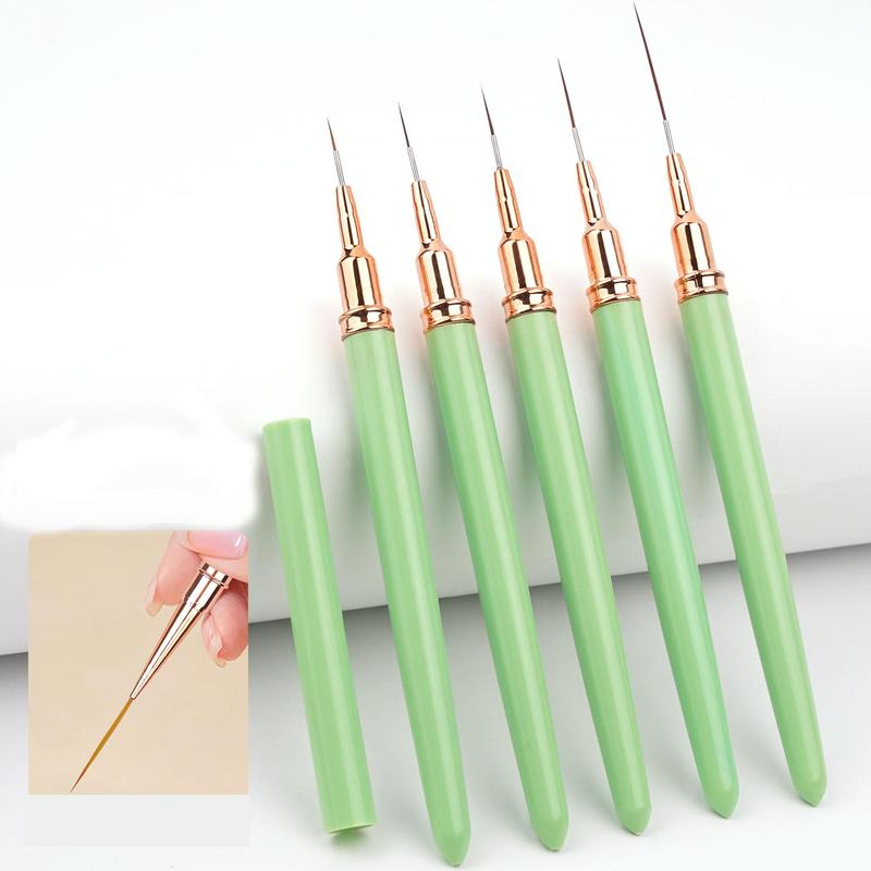 Nail Art Brush Set, 5 Counts set Detail Thin Liner Painting Brush, Professional Manicure Tool for Home & Salon Use