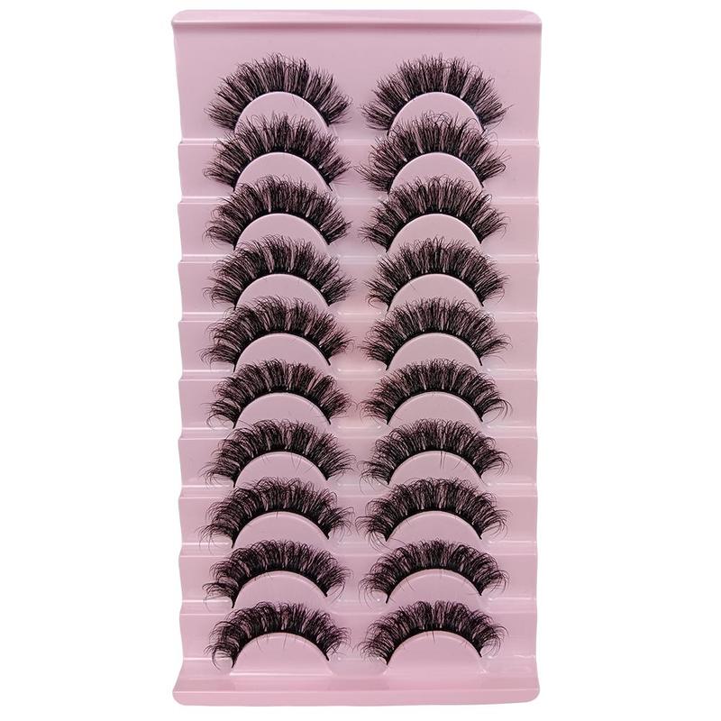 Fluffy False Eyelashes, 10 Pairs Natural Fake Lash Strips, Volumized False Eyelashes for Women and Girls Makeup Enhancement, Falsies Eyelashes, Eye Makeup Products, Summer Gifts for Her, Christmas Gift