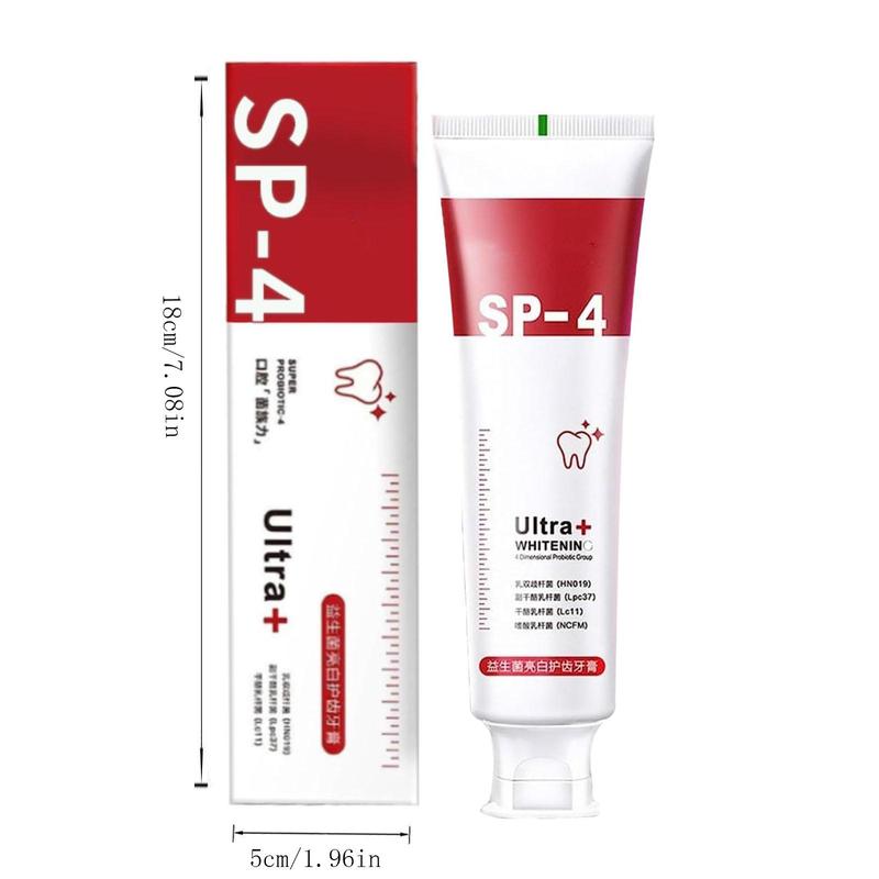 Summer Gifts, SP-4 Teeth Toothpaste with Added Probiotics, Cleans Teeth, Reduces Tartar Build-up and Mouth Odours, Oral Cleaning Supplies (by Brushingonly)