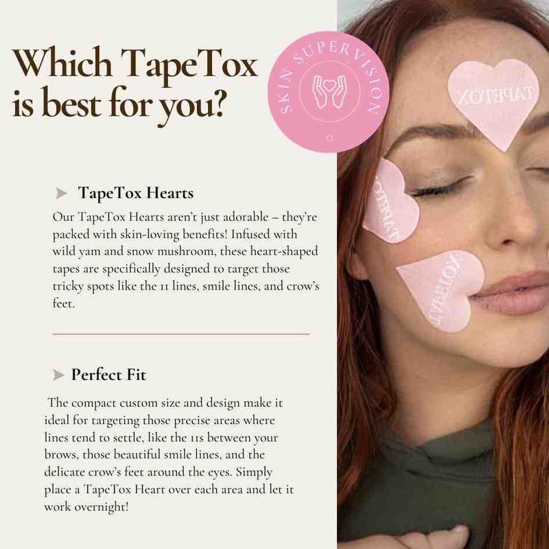 Skin Supervision TapeTox Heart & Classic Face Patches - Hydrating Wrinkle Smooth, Collagen Support, Skin Repair, and Pore Care Treatment Invisible Acne Invisible Acne