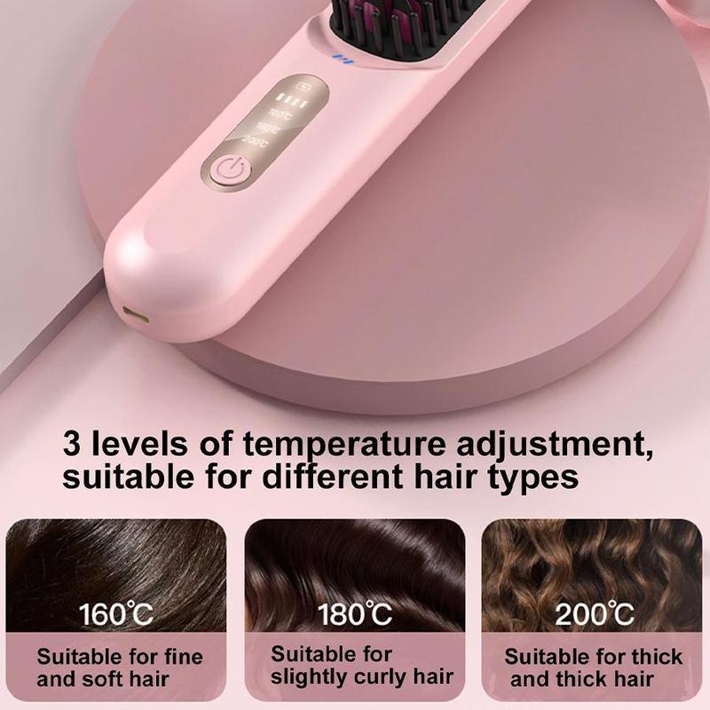 Portable Hair Straightening Comb, 1 Box Rechargeable Hair Straightener, Hair Styling Tool for Women & Girls for Home & Salon Use