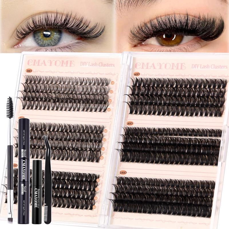 Natural Look Eyelash Extensions, 480pcs set Mixed Length Individual Lashes with Glue & Tweezers & Brush, Eye Makeup Enhancement Tool for Women, Lash Clusters, Cosmetic Products, Christmas Gift