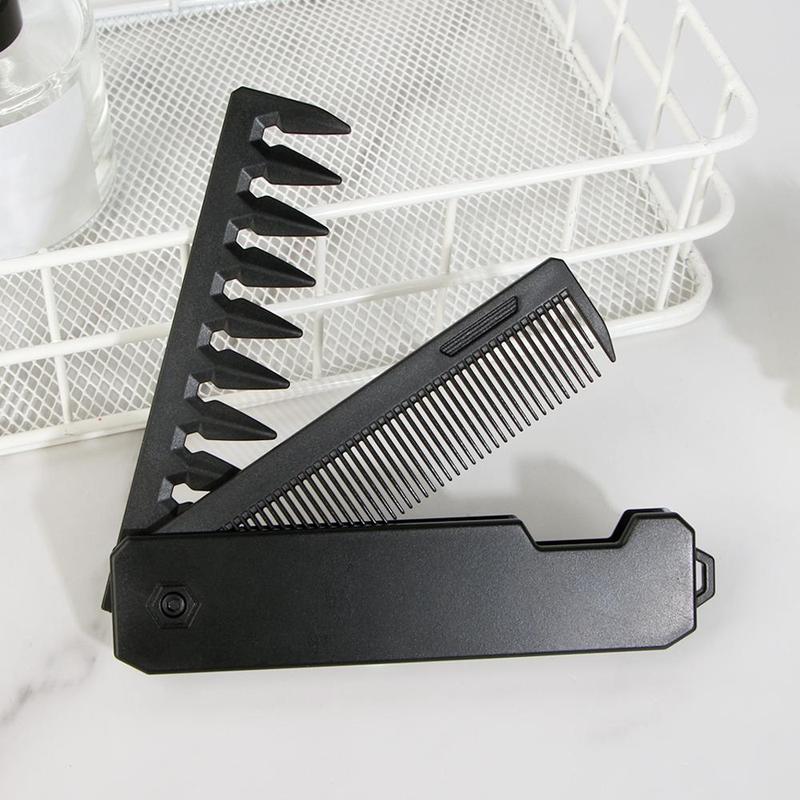 2 in 1 Double Tooth Foldable Comb, 180 Degree Rotatable Portable Travel Hair Styling Comb, Lightweight Hair Grooming Tool for Men & Women