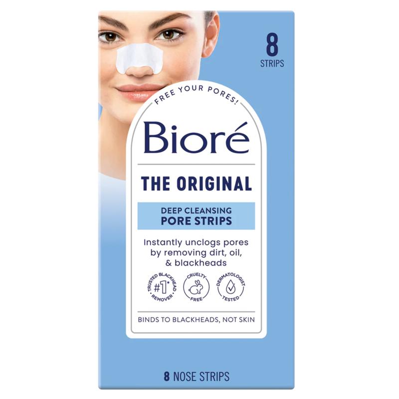 Bioré Original Deep Cleansing Pore Strips, Nose Strips for Blackhead Removal, Instant Pore Unclogging, Oil-Free, Non-Comedogenic, 8 or 14 Count