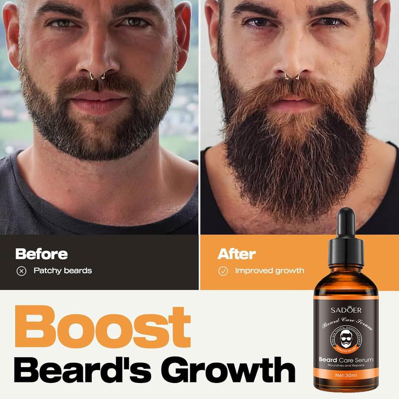 Beard Growth Fluid, Beard Care Serum, Pro-growth Growth Enhancer, Stimulate Beard and Hair Growth, Hydrating Moisturizing Skin Care - Gifts for Men Dad Him Boyfriend Husband Brother