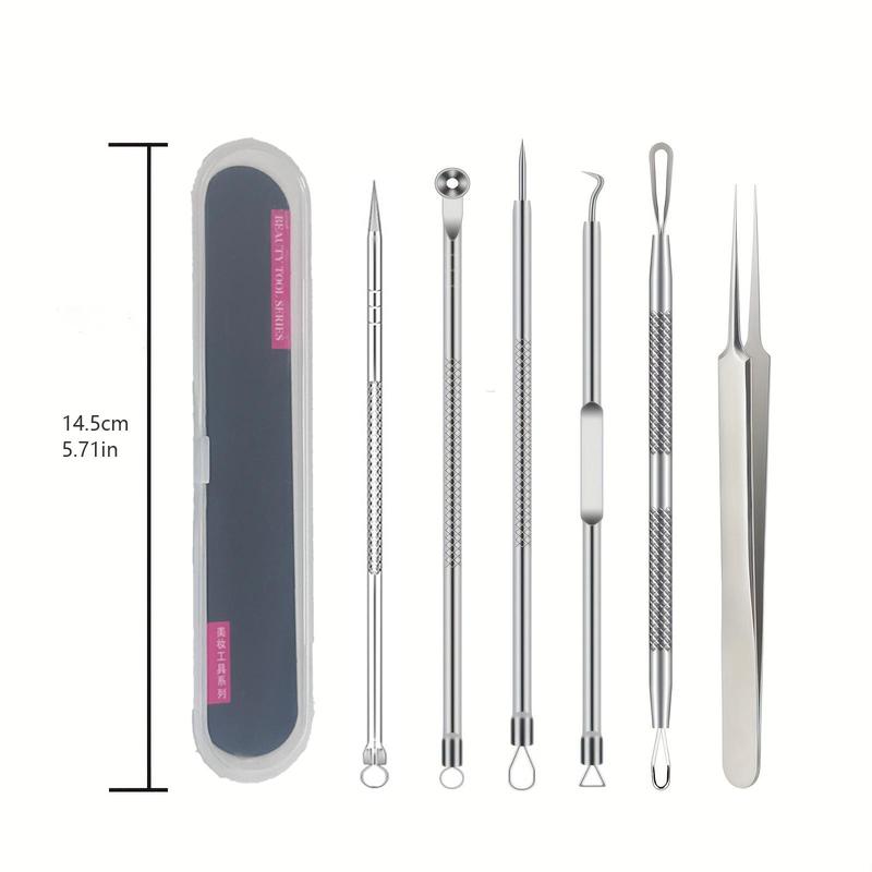 Blackhead Tool Set, 6 Counts set Stainless Steel Blackhead Tool, Easy to Use, Professional Makeup Tools for Women