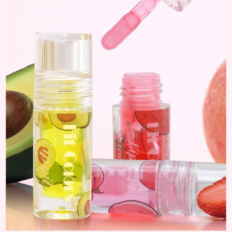 Juicy Fruit Lip Oil Set, 3pcs Moisturizing Transparent Glossy Lip Oil, Lip Gloss Lip Glaze Stick, Plumping Lip Oil Stick for Girls & Women, Beauty & Personal Care Product for Women's Gift