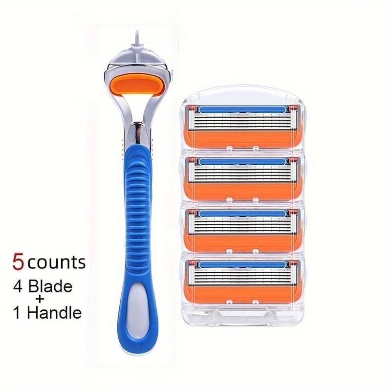 5-layer Manual Razor with Blades, 1 Set Classic Razor Shaving with Replacement Blade, Skin Protection Double Blade Safety Razor