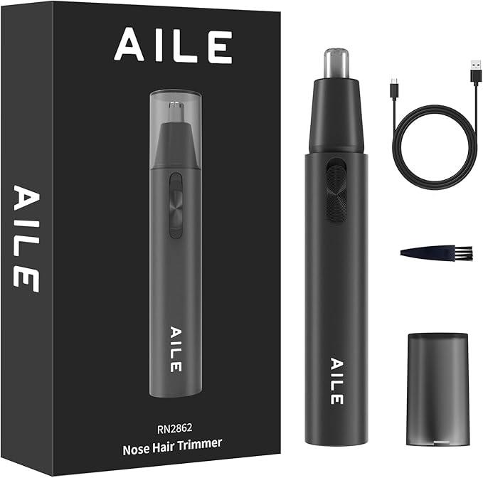 AILE Portable Nose and Ear Hair Trimmer,Cordless Hair Shaver for Nose, Personal Care Appliances for Men,Waterproof Nose Clippers for Easy Cleansing