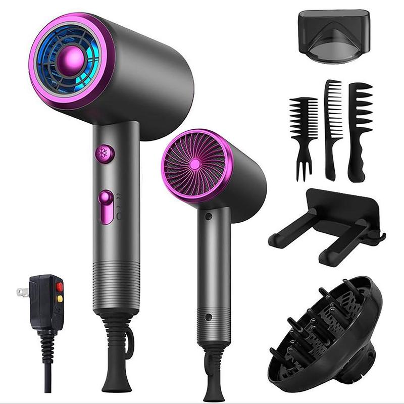 Professional Hair Dryer Kit, Negative Hair Dryer with Comb & Diffuser Accessories & Holder, Fast Drying Hair Care Device, Suitable for All Hair Types, Holiday Gifts, Hair Dryer