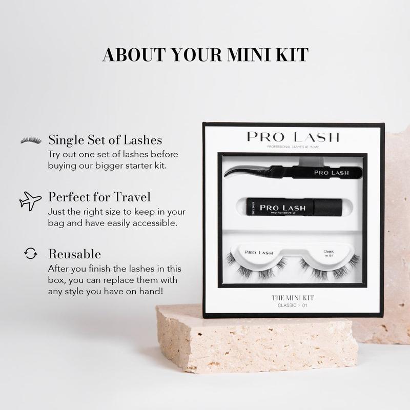 Pro Lash Mini Kit - Lash Extensions - At Home Lash Extension Kit - 1 set of Lashes, Tweezers & Adhesive