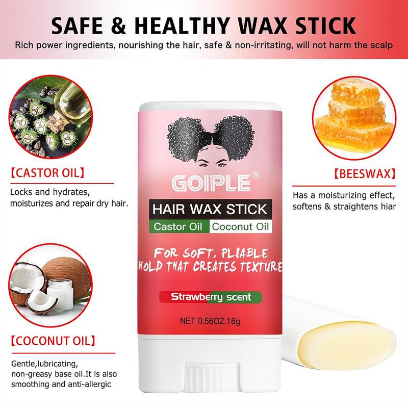 5 Count Edge Control Wax Set - Non-Greasy Strong Hold for Smooth Edges, Strawberry Scent Hair Wax Stick for Perfect Styling