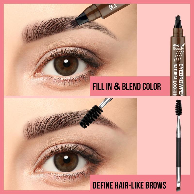 iMethod 4 Fork Tip Microblading Eyebrow Pen and Brush - Last All-Day, Waterproof makeup Makeup Cosmetic