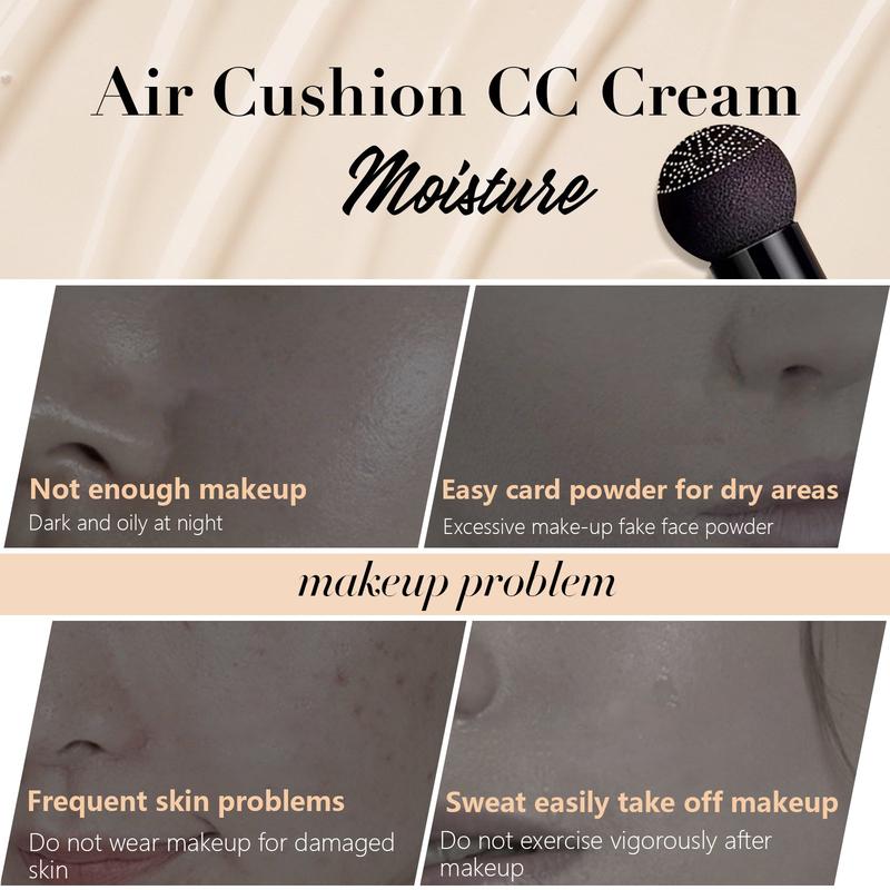 Aliver Air Cushion CC Cream Mushroom Head Foundation, Moisturizing BB Cream Makeup Long Lasting Matte Concealer (Natural Ivory White)