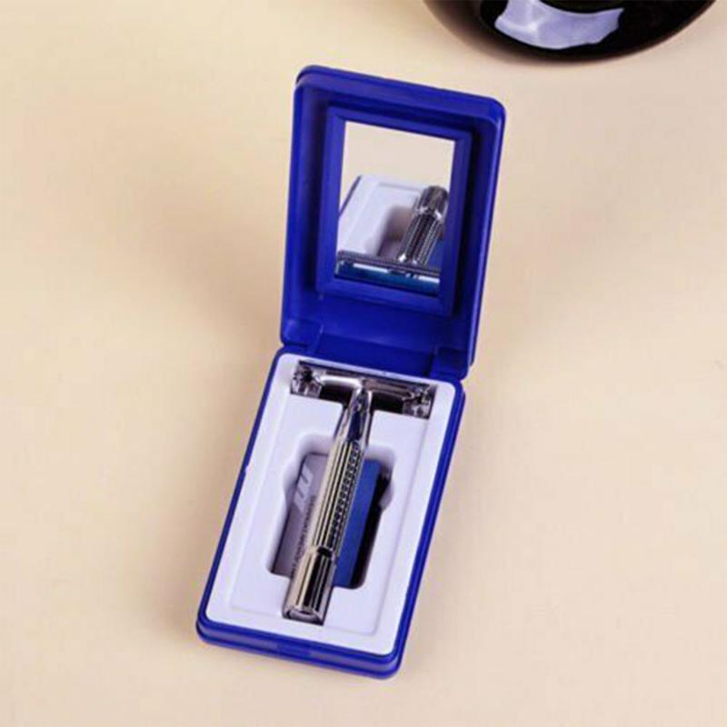 Safety Razor For Men Double Edge Stainless Steel With 5 Blade Mirror Travel Case Smooth Comfort