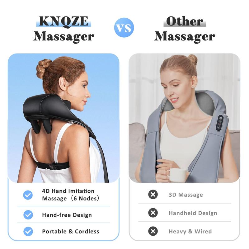 KNQZE Neck Massager for Neck Pain Relief, 4D Deep Kneading Massagers with 6 Massage Nodes, Cordless Shiatsu Neck and Shoulder Massage Pillow with Heat for Neck, Traps, Back & Leg, Gifts for Women Men Visit the KNQZE Store