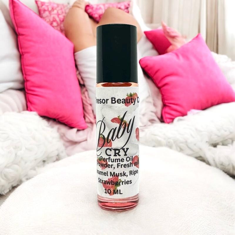 Baby Cry Roll on body oil, women’s body oil, scent notes of fresh milk, ripe strawberries, pink powder, caramel musk, impression, layering perfume, scented body oil, roll on oil, alcohol free Fragrance, Body Care, Aroma natural Roll-On