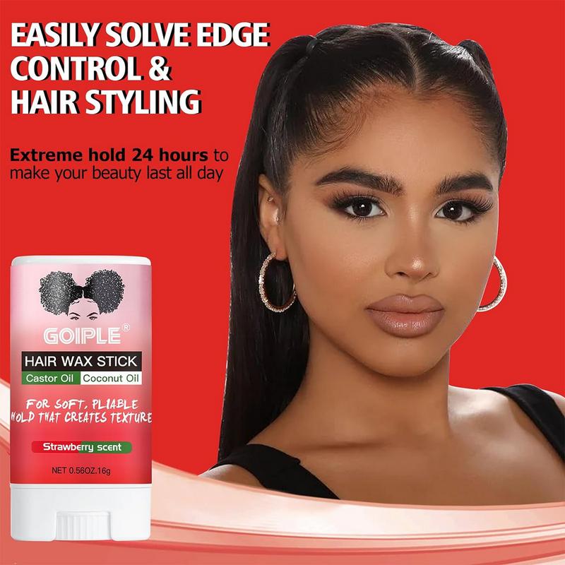 5 Count Edge Control Wax Set - Non-Greasy Strong Hold for Smooth Edges, Strawberry Scent Hair Wax Stick for Perfect Styling