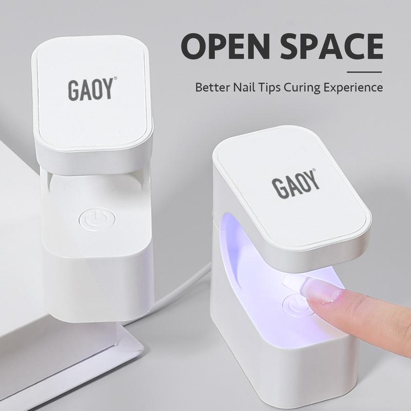 GAOY Mini UV Light for Gel Nails, Small Nail Cure Light with 2 Timers, U-Shaped LED Nail Lamp, USB Nail Dryer for Fast Curing, White