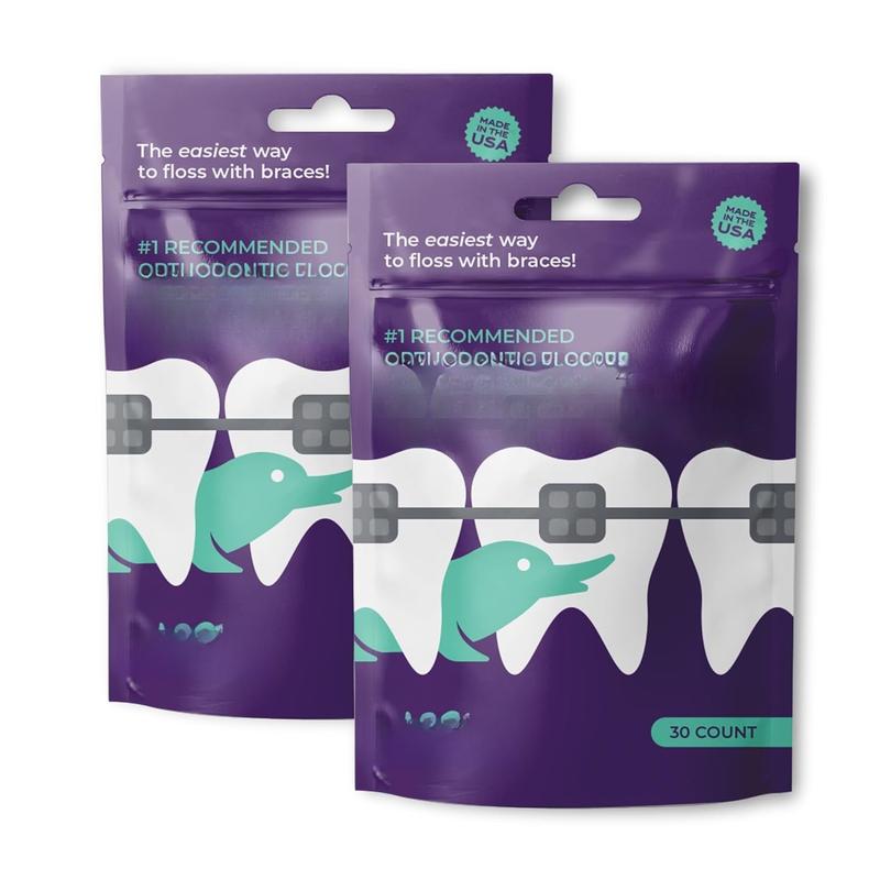 Orthodontic Flossers for Braces   Structure Fits Under Arch Wire, Floss Entire Mouth in Less Than Two Minutes, Increases Flossing Compliance Over 84% - 30 Count Bag (Pack of 2)