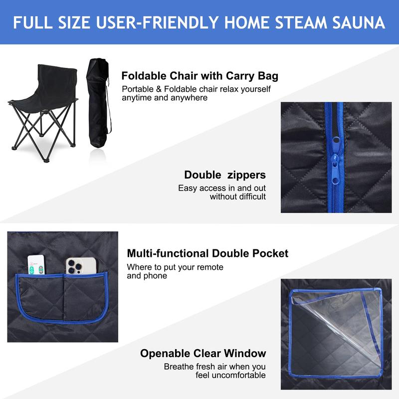 Foldable Portable Steam Sauna, Personal Sauna Tent for Home SPA with 1000w 3L Steamer,Remote Control