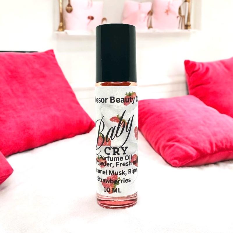 Baby Cry Roll on body oil, women’s body oil, scent notes of fresh milk, ripe strawberries, pink powder, caramel musk, impression, layering perfume, scented body oil, roll on oil, alcohol free Fragrance, Body Care, Aroma natural Roll-On