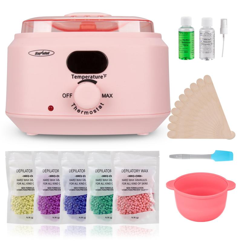 Sunvivi Waxing Kit,Brazilian Wax Warmer for Hair Removal with 5 Bag Hard Wax Beads,Digital Display Wax Melt Warmer Kit for Women Men Full Body, Legs, Face, Bikini,Sensitive skin Body Care Silicone