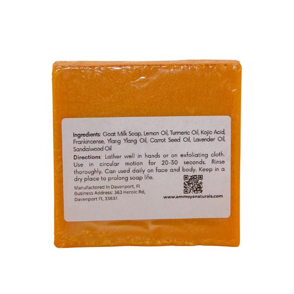 Ammoya Naturals Turmeric Kojic Soap for Gentle Skin Cleansing For Face and Body acnespots