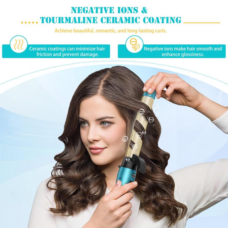 3 in 1 Auto Rotating Hair Curling Wand, 1 Set Automatic Rotating Curling Iron with Interchangeable Ceramic Barrels, Adjustable Temp Hair Iron for Beach Waves