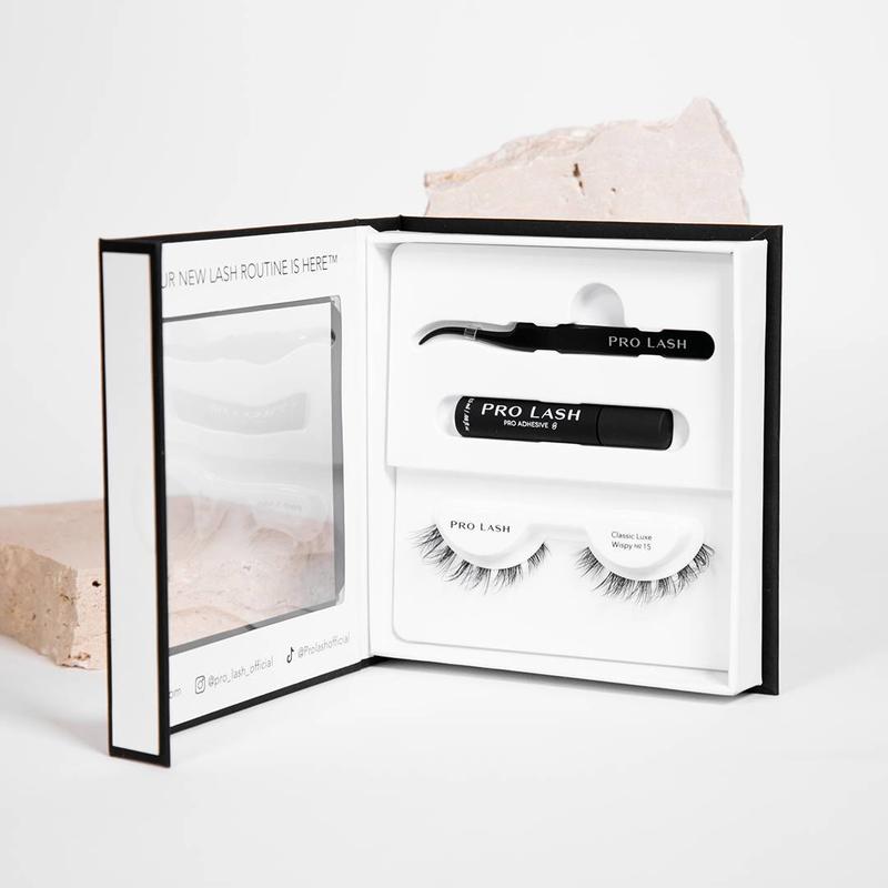 Pro Lash Mini Kit - Lash Extensions - At Home Lash Extension Kit - 1 set of Lashes, Tweezers & Adhesive